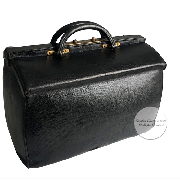 Louis Vuitton Doctors Bag Cabin Train Case Antique Black Grained Leather Rare - Picture 1 of 15